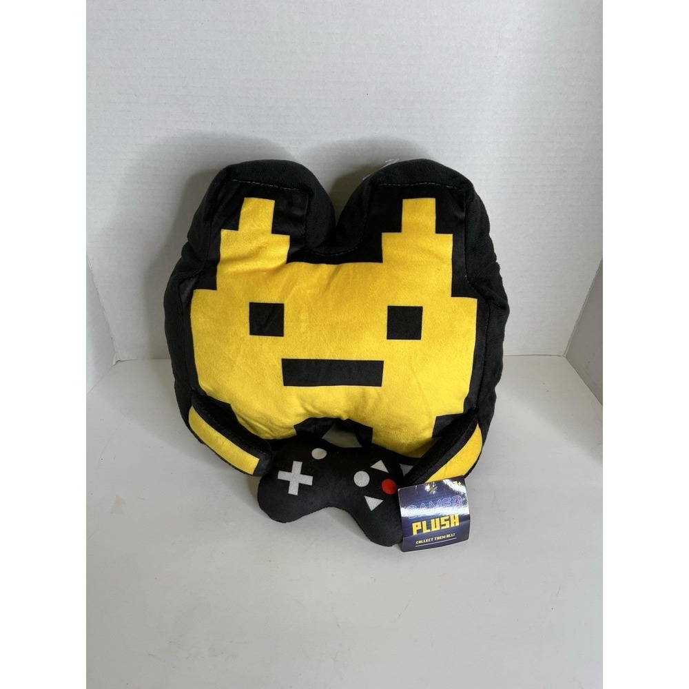 12" Video Gamer Yellow Space Invader with Controller Soft Plush Pillow New